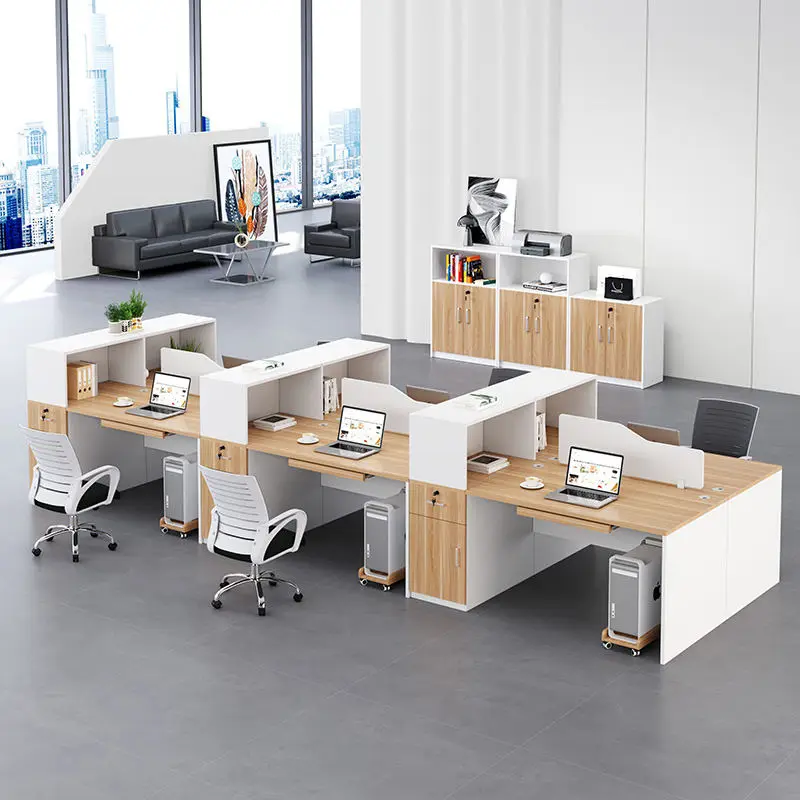 Office Staff Desk Simple Modern Rectangle Eco-Friendly Modular Screen Station Locker Partition Employee Computer Desk — image 3