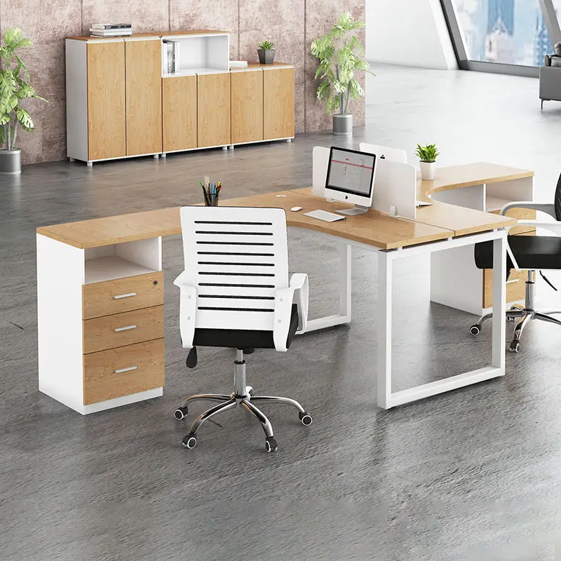 Office Staff Desk Simple Modern Rectangle Wooden Eco-Friendly Modular Partition Computer Desk — view 1