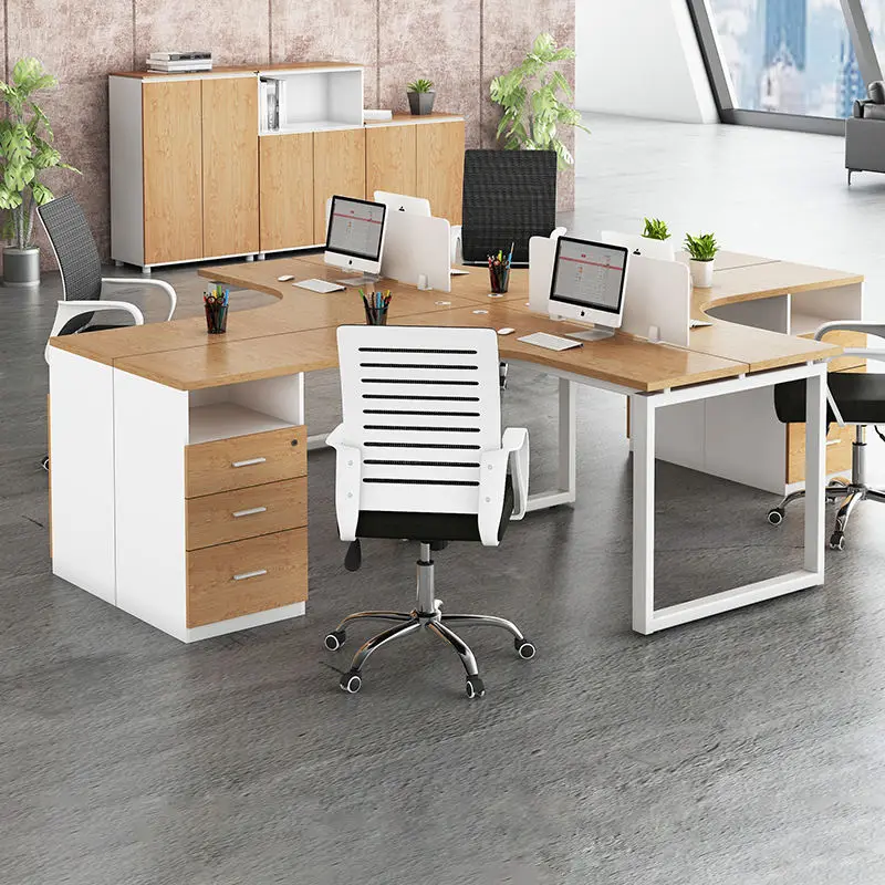 Office Staff Desk Simple Modern Rectangle Wooden Eco-Friendly Modular Partition Computer Desk — image 3