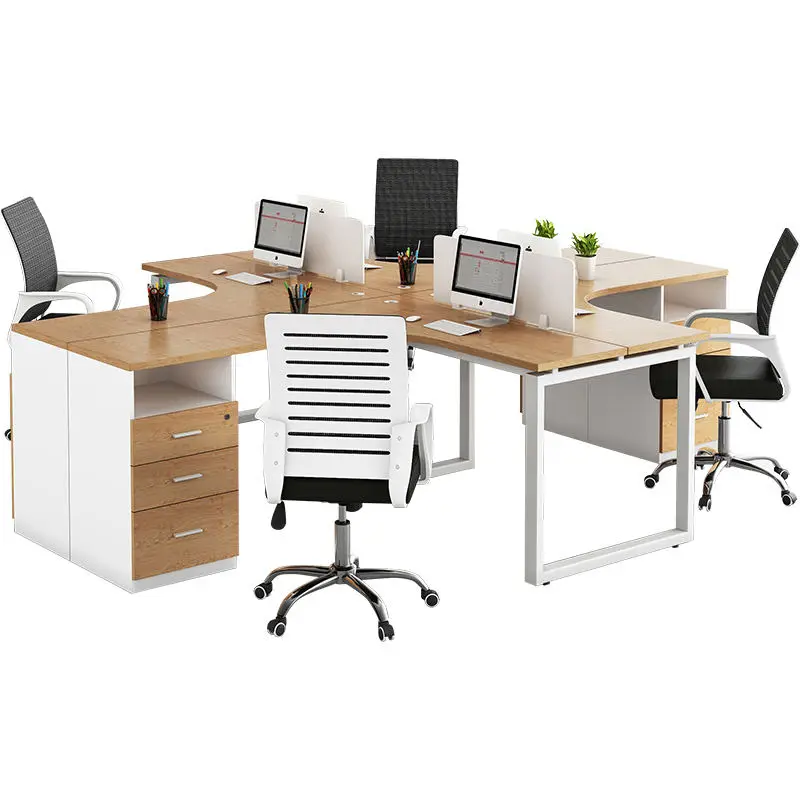 Office Staff Desk Simple Modern Rectangle Wooden Eco-Friendly Modular Partition Computer Desk — image 7