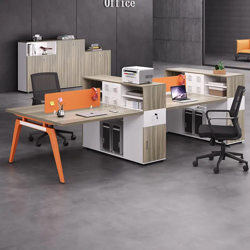Office Staff Desk Rectangle Modular Eco-Friendly Modern Screen Station Locker Partition Employee Computer Desk — image 3
