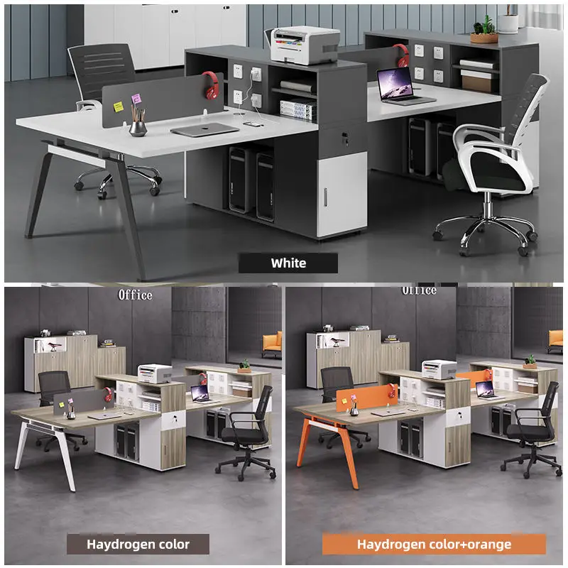 Office Staff Desk Rectangle Modular Eco-Friendly Modern Screen Station Locker Partition Employee Computer Desk — image 5