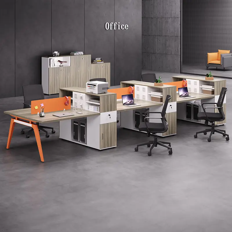 Office Staff Desk Rectangle Modular Eco-Friendly Modern Screen Station Locker Partition Employee Computer Desk — image 6