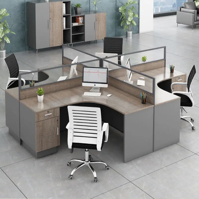 Office desk office staff desk simple modern screen station locker partition employee computer desk — view 1