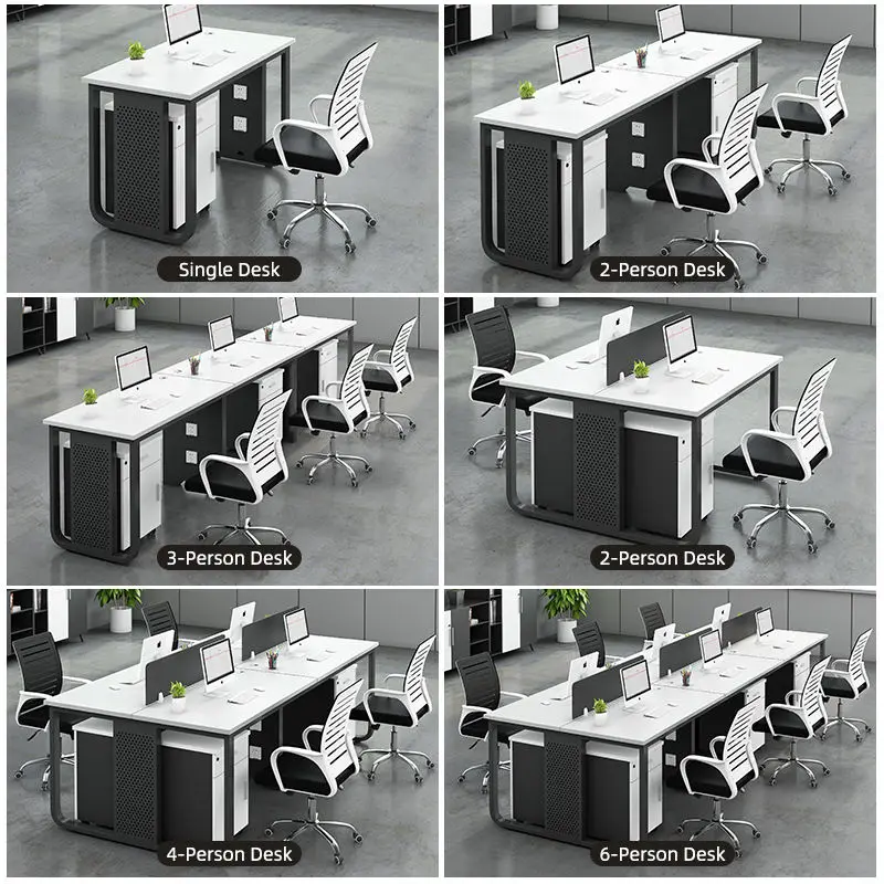 Office Staff Desk Simple Modern Rectangle Wooden Eco-Friendly Modular Screen Station Locker Partition Employee Computer Desk — image 4