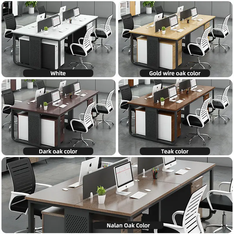 Office Staff Desk Simple Modern Rectangle Wooden Eco-Friendly Modular Screen Station Locker Partition Employee Computer Desk — image 5