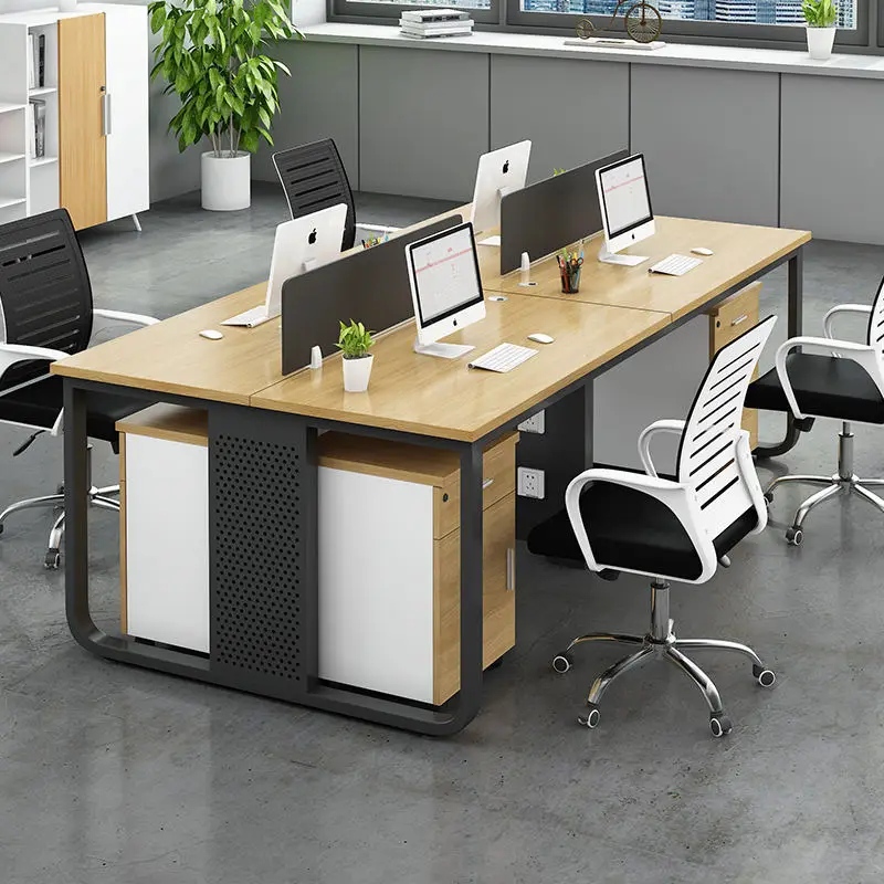 Office Staff Desk Simple Modern Rectangle Wooden Eco-Friendly Modular Screen Station Locker Partition Employee Computer Desk — image 6