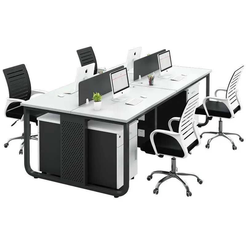 Office Staff Desk Simple Modern Rectangle Wooden Eco-Friendly Modular Screen Station Locker Partition Employee Computer Desk — image 7