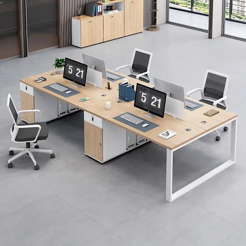 Office Staff Desk Simple Modern Rectangle Modular Eco-Friendly Screen Station Locker Partition Employee Computer Desk — image 3