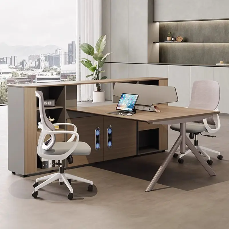 Office Staff Desk Rectangle Simple Modern Eco-Friendly Wooden Modular Partition Locker Computer Desk — image 5