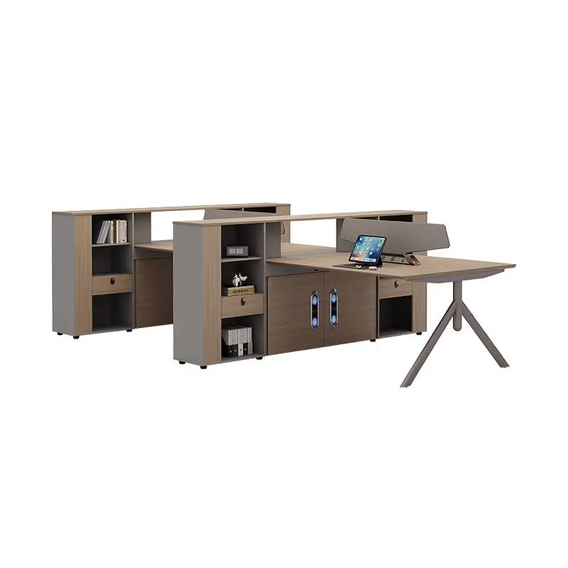 Office Staff Desk Rectangle Simple Modern Eco-Friendly Wooden Modular Partition Locker Computer Desk — image 7