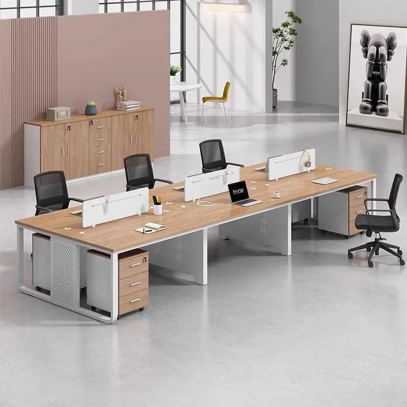 Office Staff Desk Rectangle Eco-Friendly Modular Simple Modern Screen Station Locker Partition Employee Computer Desk — image 3