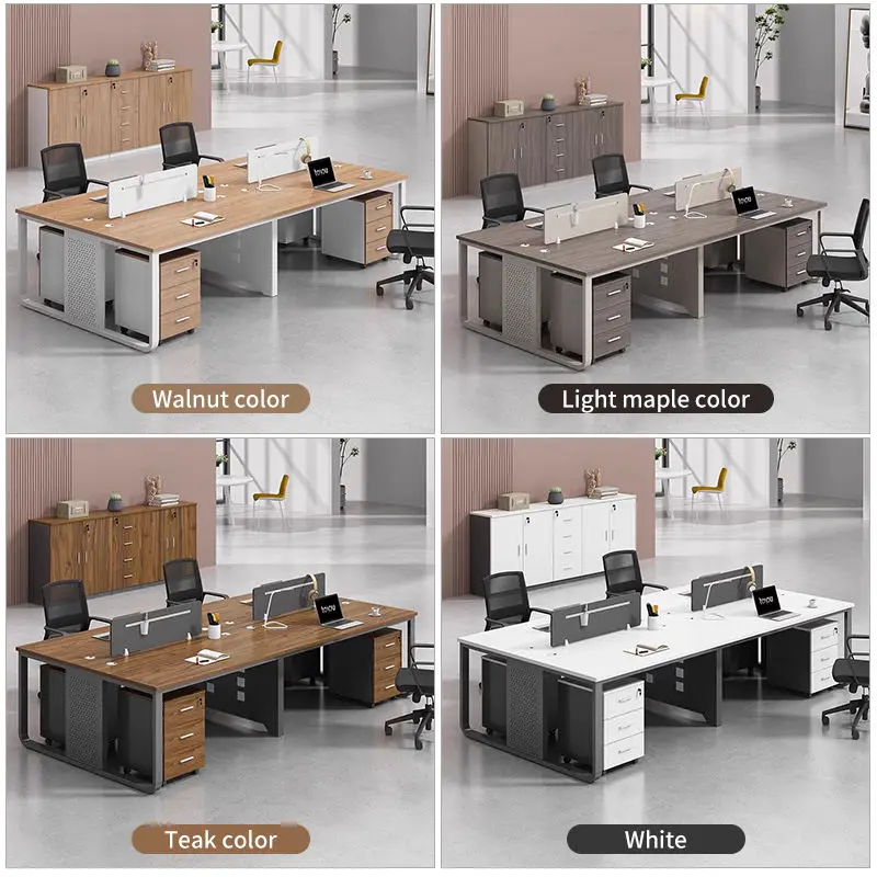 Office Staff Desk Rectangle Eco-Friendly Modular Simple Modern Screen Station Locker Partition Employee Computer Desk — image 4