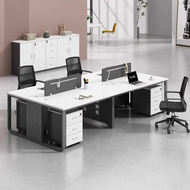 Office Staff Desk Rectangle Eco-Friendly Modular Simple Modern Screen Station Locker Partition Employee Computer Desk — image 7