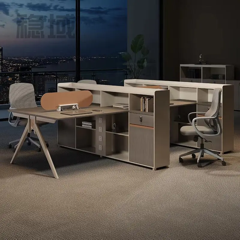 Office desk office staff desk simple modern screen station locker partition employee computer desk — view 1