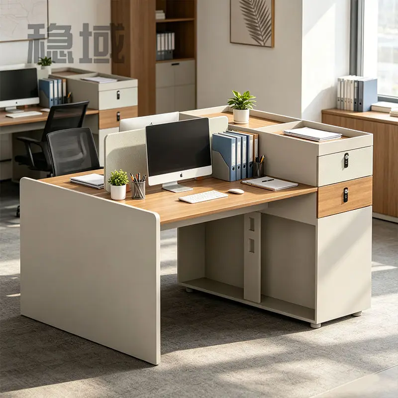 Office desk office staff desk simple modern screen station locker partition employee computer desk — view 1