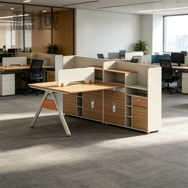 Office desk office staff desk simple modern screen station locker partition employee computer desk — view 1
