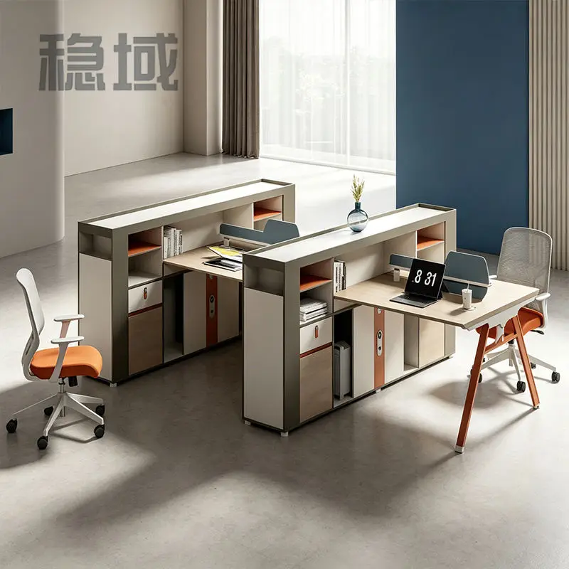 Office desk office staff desk simple modern screen station locker partition employee computer desk — view 1