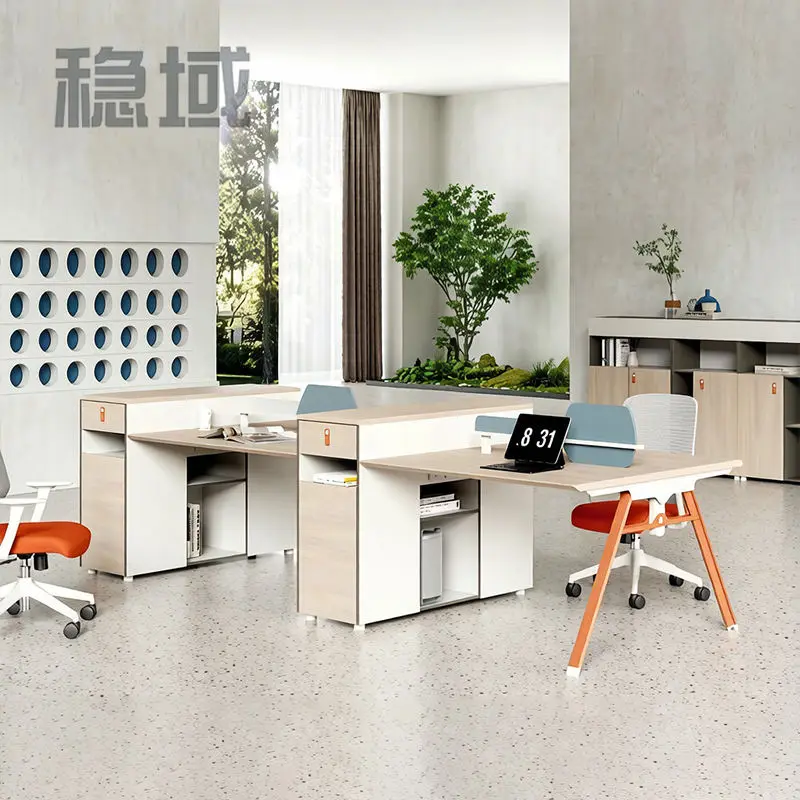 Office desk office staff desk simple modern screen station locker partition employee computer desk — view 1