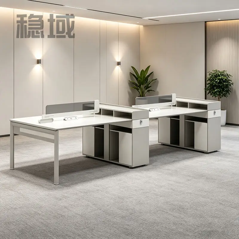 Office desk office staff desk simple modern screen station locker partition employee computer desk — view 1