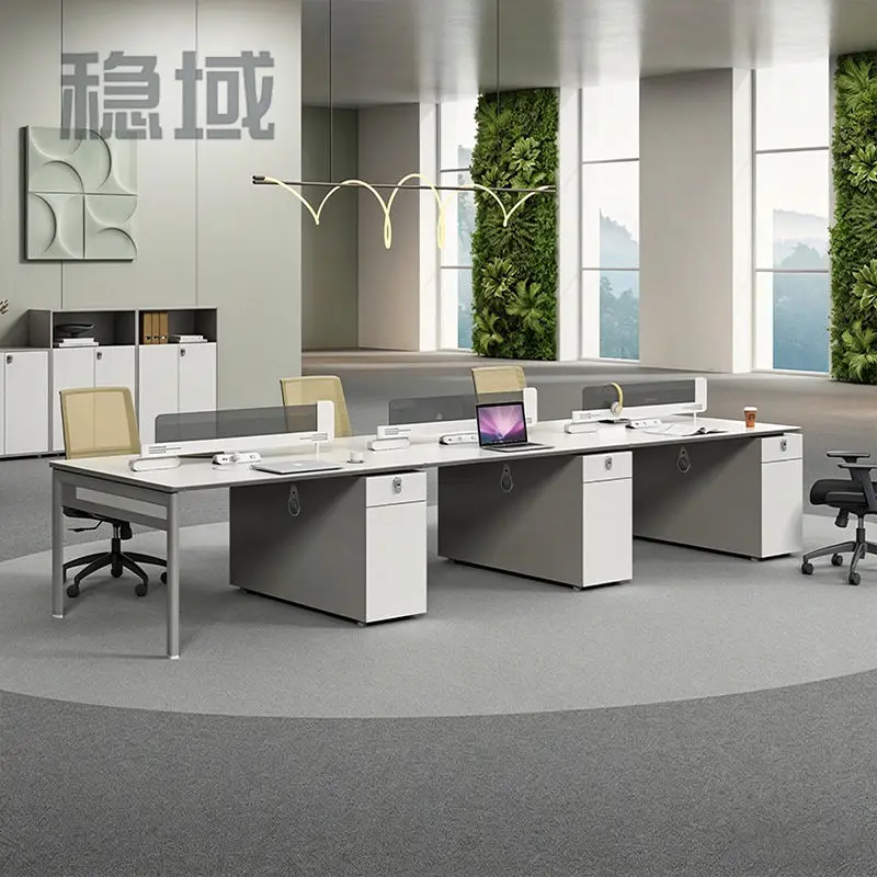 Office desk office staff desk simple modern screen station locker partition employee computer desk — view 1