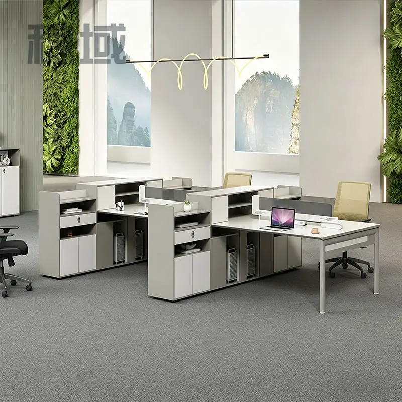 Office desk office staff desk simple modern screen station locker partition employee computer desk — view 1