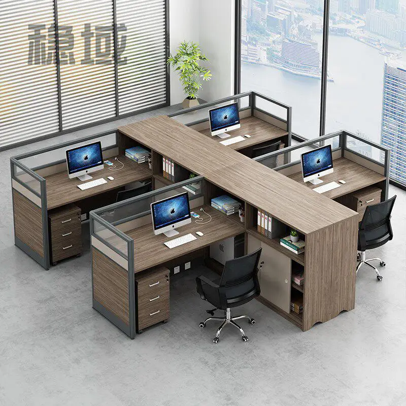 Office Staff Desk Simple Modern Rectangle Eco-Friendly Modular Screen Station Partition Employee Computer Desk — image 3