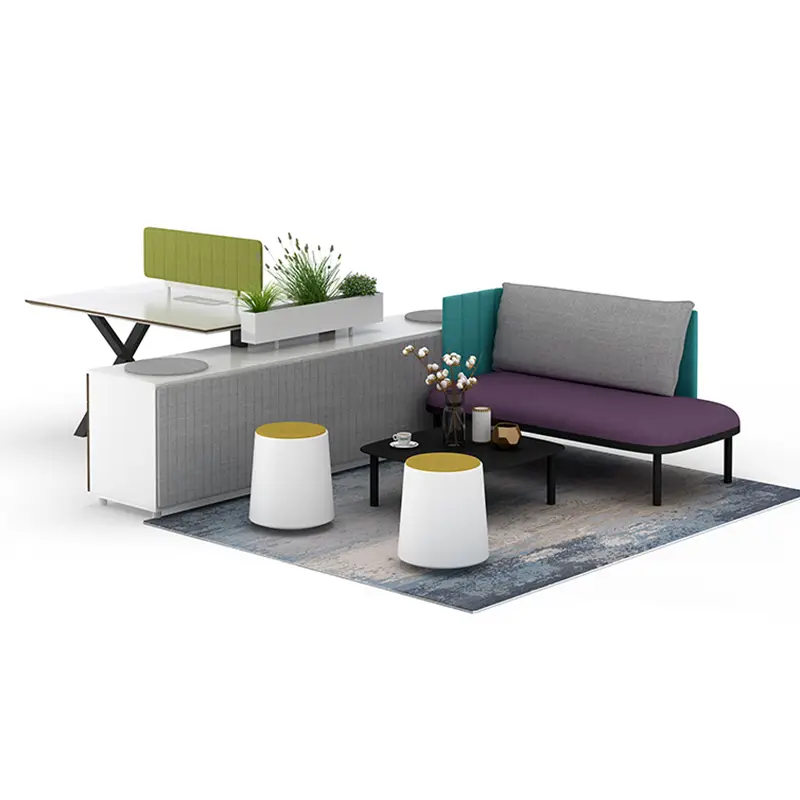 Modern Office Cubicle Workstation with Sofa Seat Modular Office Partition Call Center Desk Panel Wood Style Furniture Ho — view 1