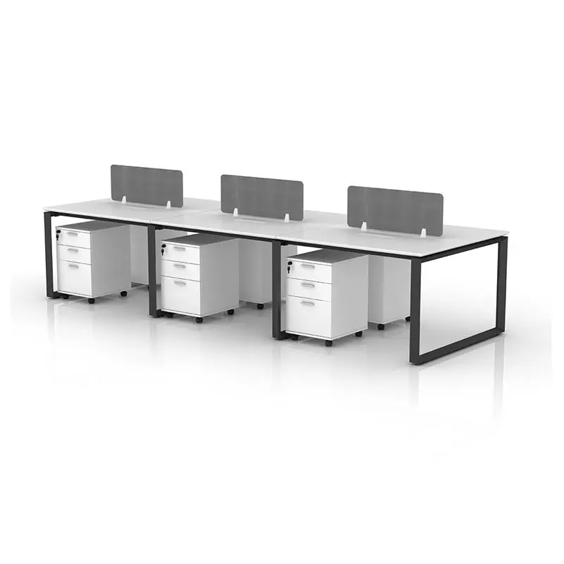 Modern Convertible Wooden 4-Person Modular Office Desk with Partition and Workstation for Commercial Use — image 3