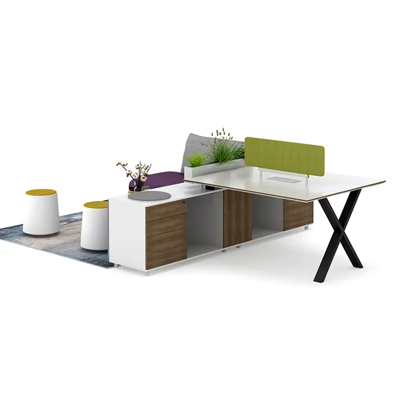 Modern Office Cubicle Workstation with Sofa Seat Modular Office Partition Call Center Desk Panel Wood Style Furniture Home Use — image 3