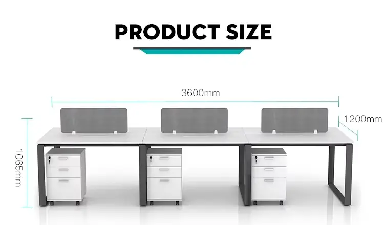 Modern Convertible Wooden 4-Person Modular Office Desk with Partition and Workstation for Commercial Use — image 5