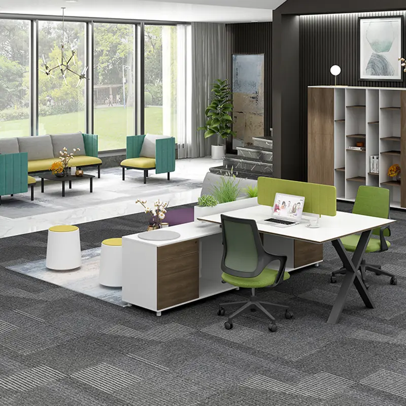 Modern Office Cubicle Workstation with Sofa Seat Modular Office Partition Call Center Desk Panel Wood Style Furniture Home Use — image 5