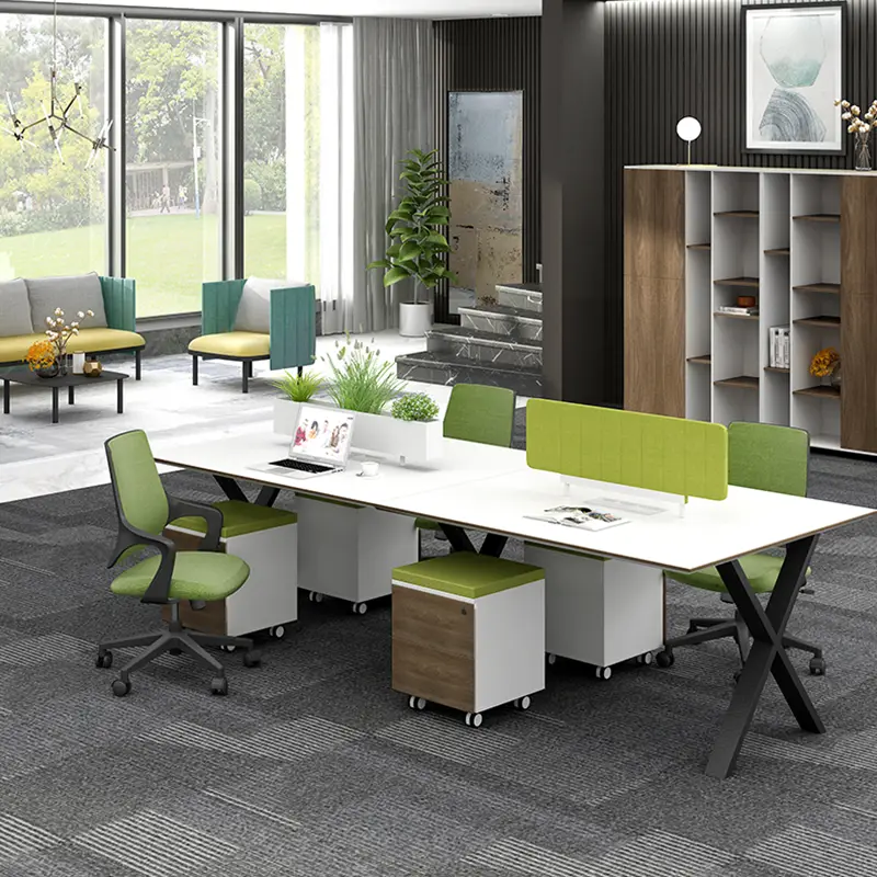 Modular 4-6 Seater Coworking Office Table Open Staff Workstation for Home Office & School People Desk Furniture — image 3