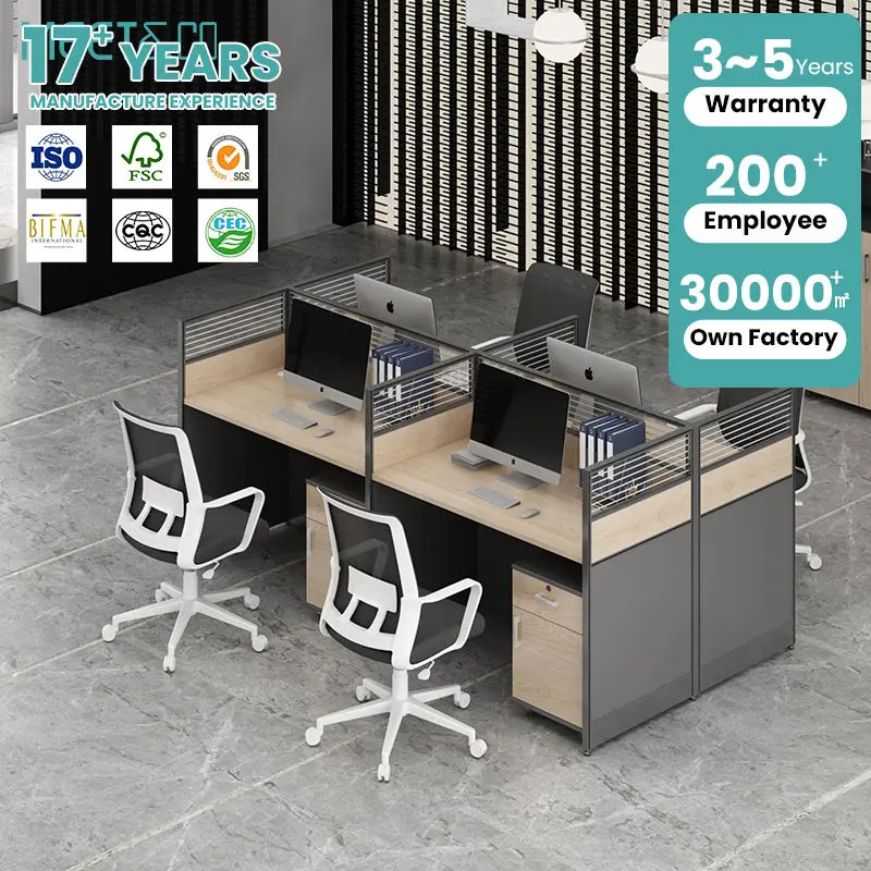 Modern Design Call Center Round Table Furniture New Arrival Cubicle Office Workstation with Glass and Aluminium for Scho — view 1