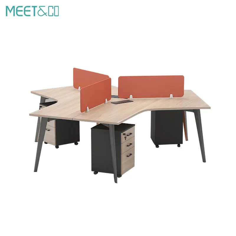 Modern Wooden Modular Cubicle Office Desk Workstation for 1/2/3/4/6 People Multi-Person Workstation for Home Office or W — view 1
