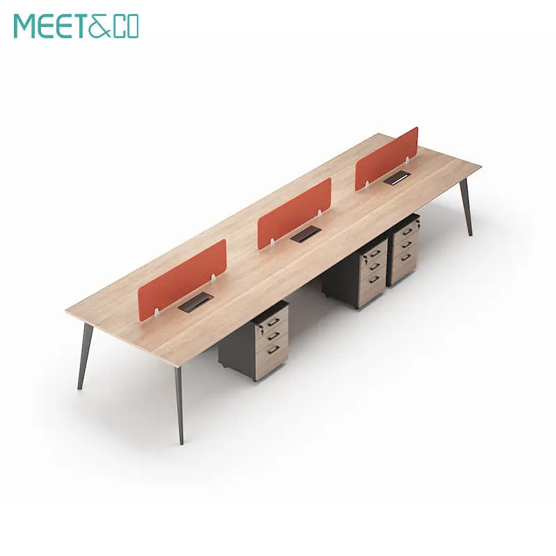 Modern Wooden Modular Cubicle Office Desk Workstation for 1/2/3/4/6 People Multi-Person Workstation for Home Office or Workshop — image 6