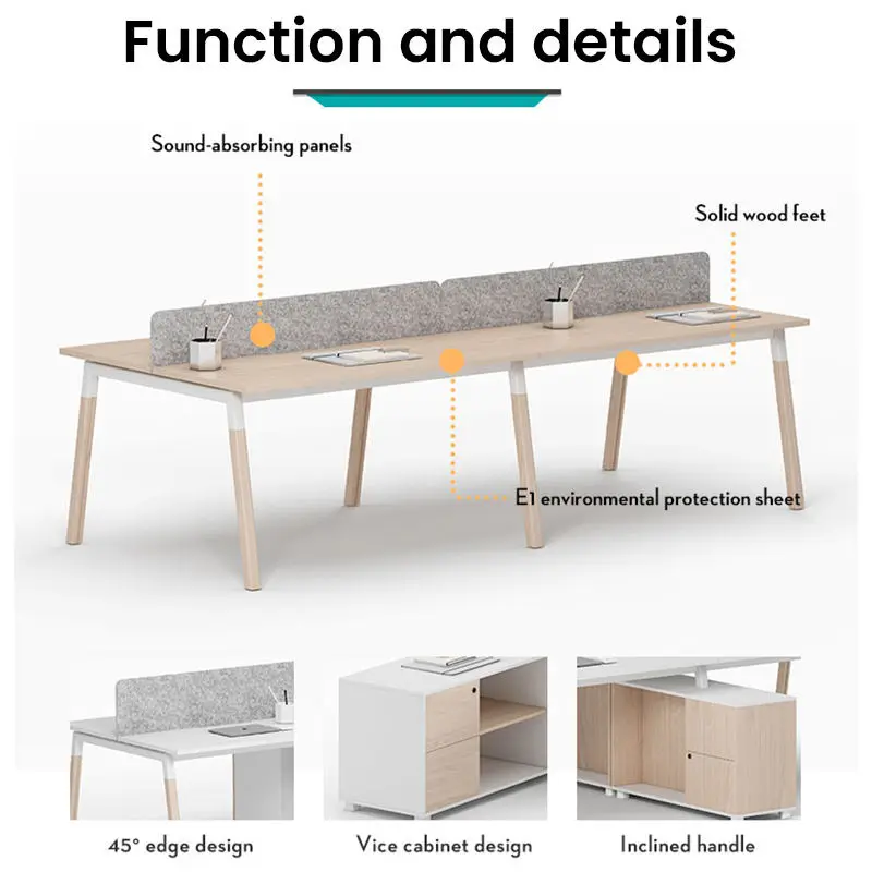 Bulk Supplier Convertible Modern Office Furniture Workstation 4 Seater Desk Curved Partition Protection Panel Handle Storage — image 4