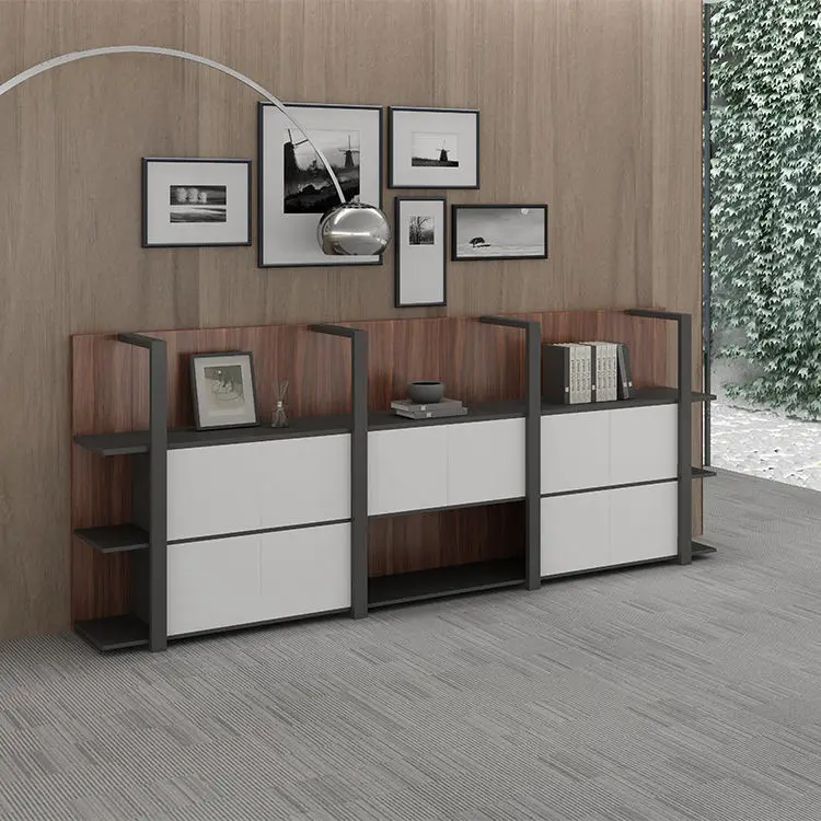 Meetco Wooden Office Cupboards Office Bookshelf Modern Filling Cabinet Office Furniture Storage Cabinet — image 2