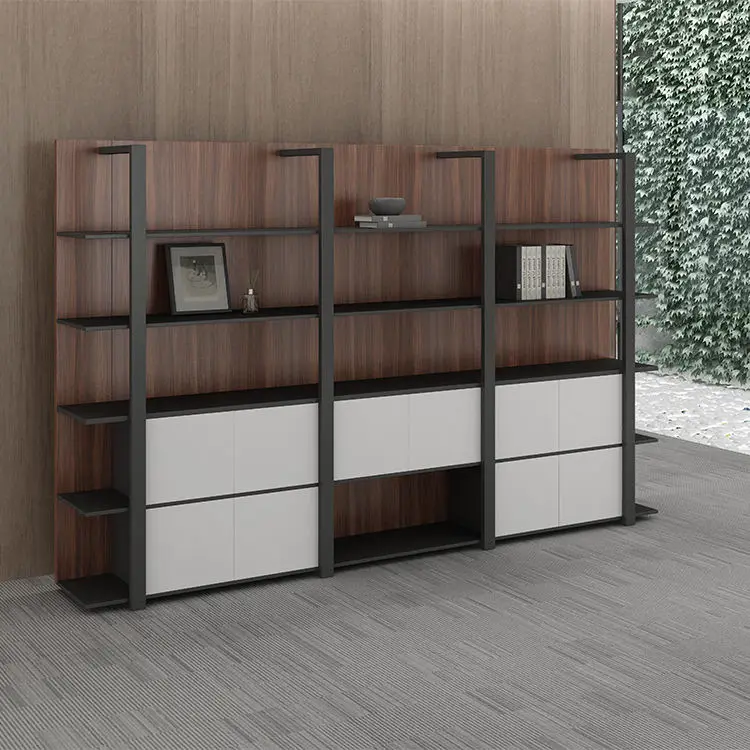 Meetco Wooden Office Cupboards Office Bookshelf Modern Filling Cabinet Office Furniture Storage Cabinet — image 4
