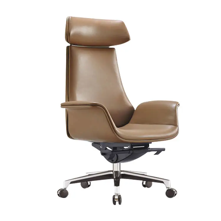 Simple Modern High Back Executive Office Chair Luxury Ergonomic Leather Swivel Desk Chair — image 3