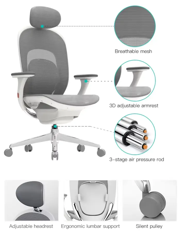 China Ergonomic Mobile Office Chair With Big Size Heavyduty Mesh Computer Desk Chair for Executive Office Chairs — image 4