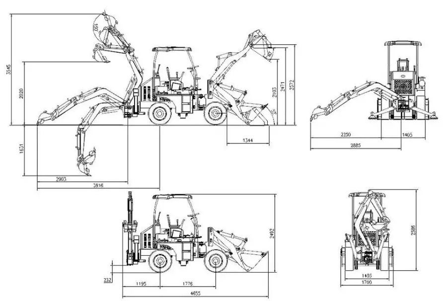 TH10-50 Backhoe Excavator Loader Tractor New Backhoe Digger Mini Loader 4x4 Backhoe Wheel Loader — image 7
