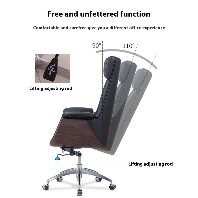 Modern High Back Solid Wood Executive Office Chair Adjustable Height Comfortable Breathable Design Swivel Reclining Villa — image 6