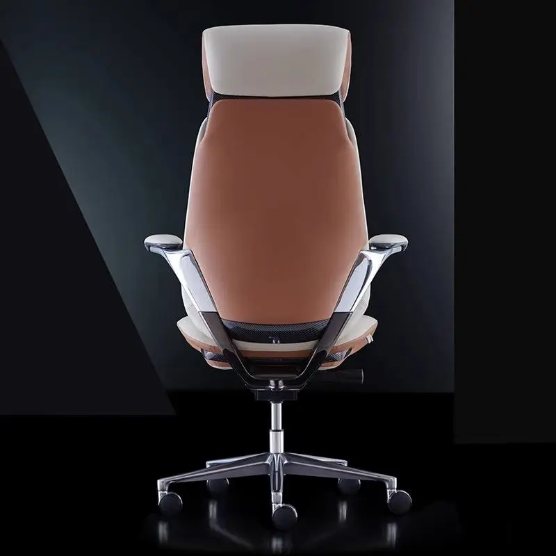 Italian Luxury Leather Boss Office Chair Cowhide Executive President Chair Reclining Feature for Study Computer Office Desks — image 5