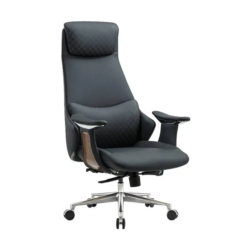 Italian Luxury Leather Boss Office Chair Cowhide Executive President Chair Reclining Feature for Study Computer Office Desks — image 5