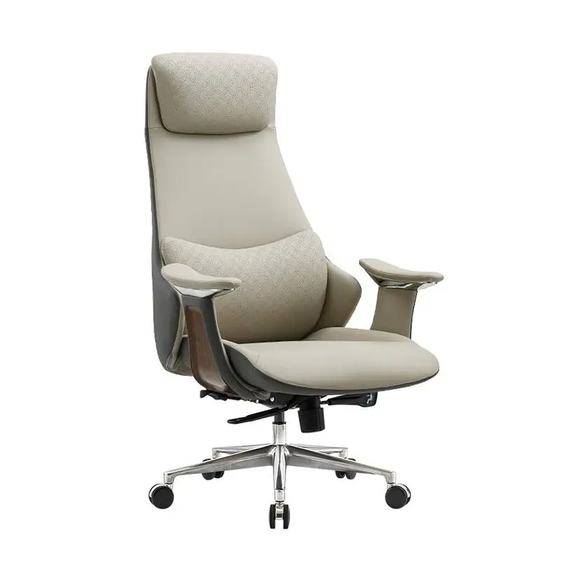 Italian Luxury Leather Boss Office Chair Cowhide Executive President Chair Reclining Feature for Study Computer Office Desks — image 6