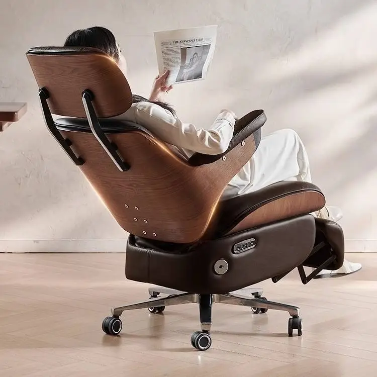 Ergonomic Luxury Office Chair with Adjustable Leather Solid Wood New Executive Desk Accessory Electric Executive Office Chair — image 3