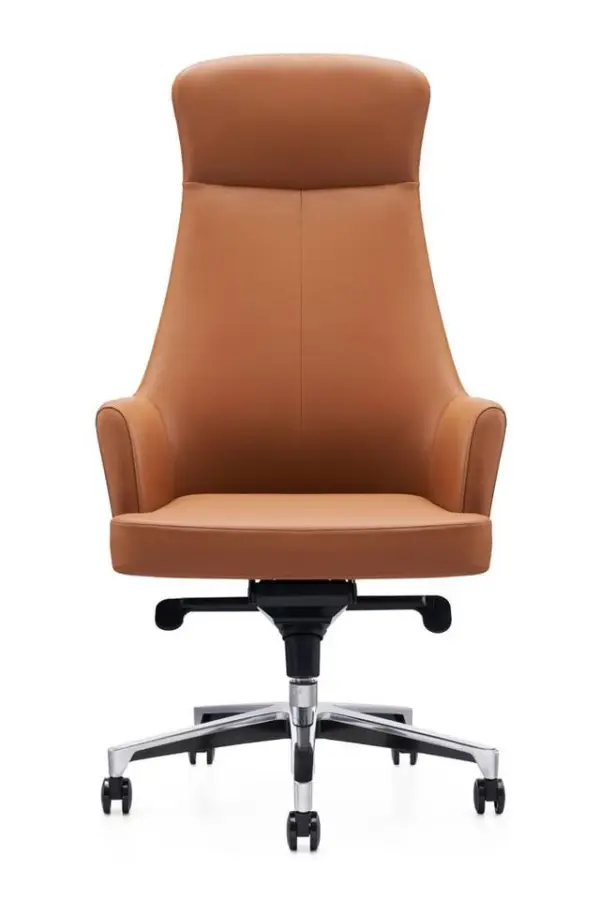 Modern Metal Frame Leather Ergonomic High Back Executive Office Chair with Adjustable Height Stainless Steel Base Swivel Armrest — image 2