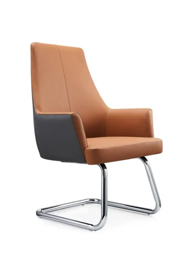 Modern Metal Frame Leather Ergonomic High Back Executive Office Chair with Adjustable Height Stainless Steel Base Swivel Armrest — image 5