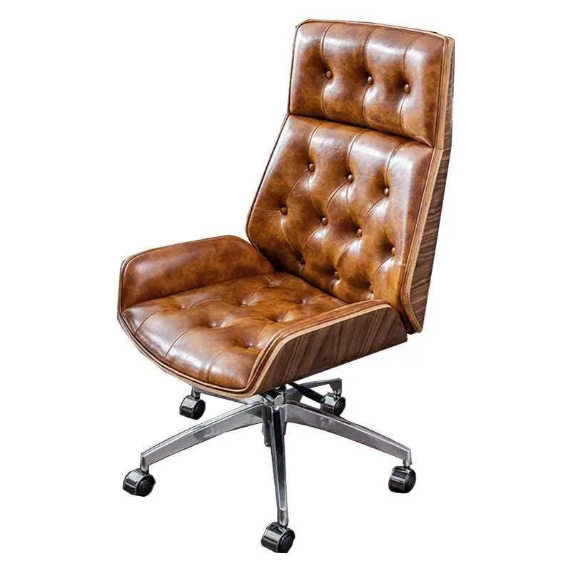 Modern Leather Office Chair Ergonomic High Back Unique Design Executive Home Swivel Chair Armrest Pu Leather Office Chair — image 3